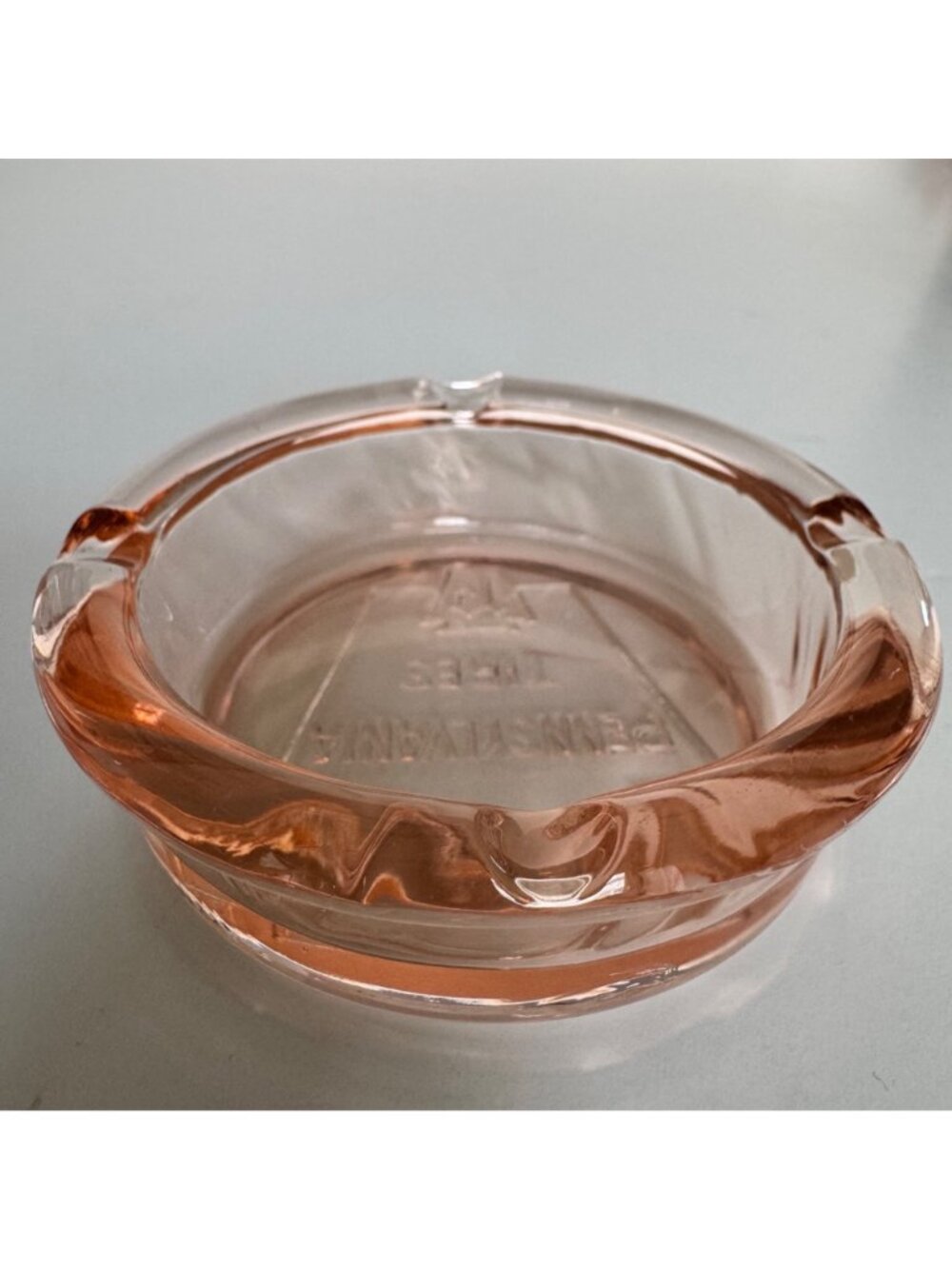 Pennsylvania Tires Depression Glass Ashtray Pink Trinkets Jewelry Vintage - Picture 8 of 10